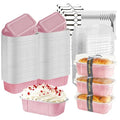 mini loaf pans with lids and spoons 50 Pack,5.5 oz Rectangle mini individual cake tins Disposable Small Aluminum Foil Baking pans(50, Pink) - color: Pink