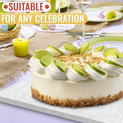 NADOBA 13.8" x 9.9" Rectangle Cake Drum for Cakes and Pastries, 1/2" Thick - color: White