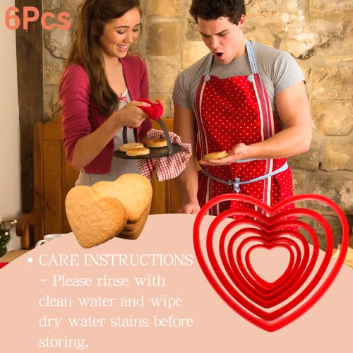 6-Piece Heart Cookie Cutter Set, Plastic Baking Molds