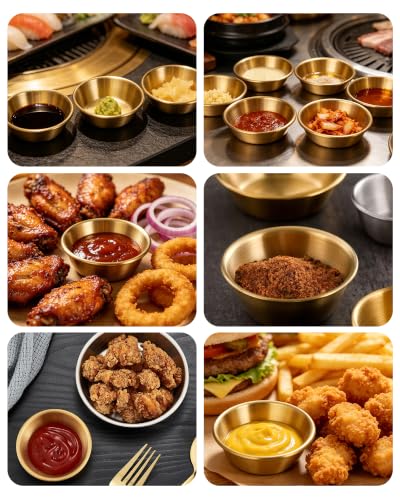 Dipping Bowls Set of 10, Small Dipping Sauce Cups and Ramekins - color: Golden