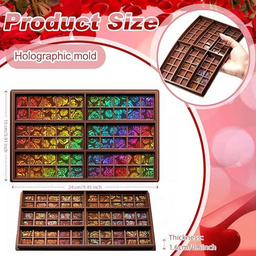 Holographic Chocolate Mold Silicone,Square,Rose - color: Rose, style: Square