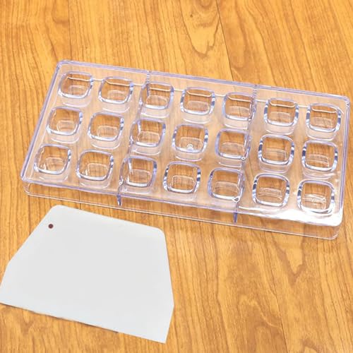 21 Grid Chocolate Candy Mold PC Polycarbonate Chocolate Making Mould with Scraper (Cube Shape) - color: Cube Shape