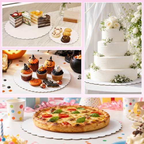8 Pack Round Cake Boards,White Wave Cake Circles Base 6,8,10,12 Inch - color: White, size: 6/8/10/12Inch, style: Wavy Edge