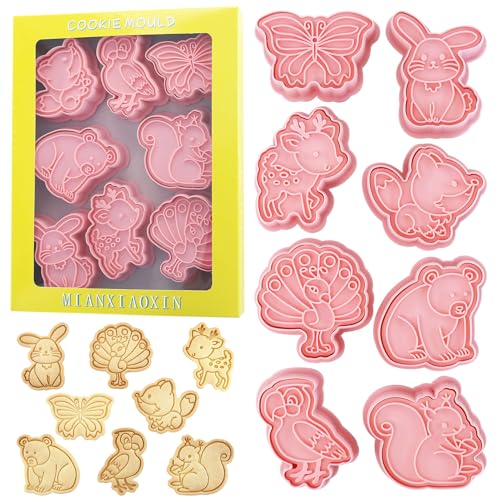 Woodland Animal Cookie Cutters 8 Pcs Deer Fox Squirrel Owl Cookie Molds - color: Animal B