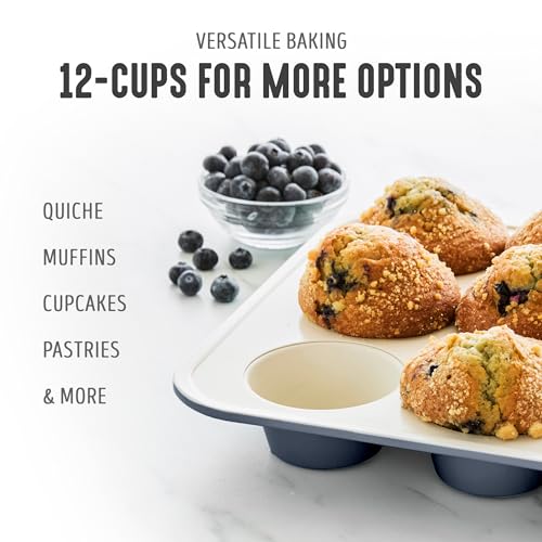 GreenLife 12 Cup Ceramic Nonstick Muffin Pan, Black - color: Black, size: 12 Cup Muffin Pan