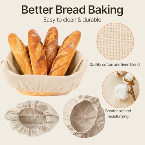 2Pcs Round Banneton Liners, Cotton Bread Proofing Basket Covers