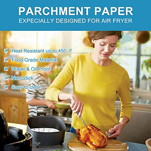 Air Fryer Liners - 7.5 Inches, 100pcs Premium Perforated Parchment Paper Compatible with Philips, Cozyna, Secura, NuWave Brio, Chefman, GoWISE USA, BLACK+DECKER, COSORI and More Air fryers - size: 7.5 Inches Air Fryer Liners
