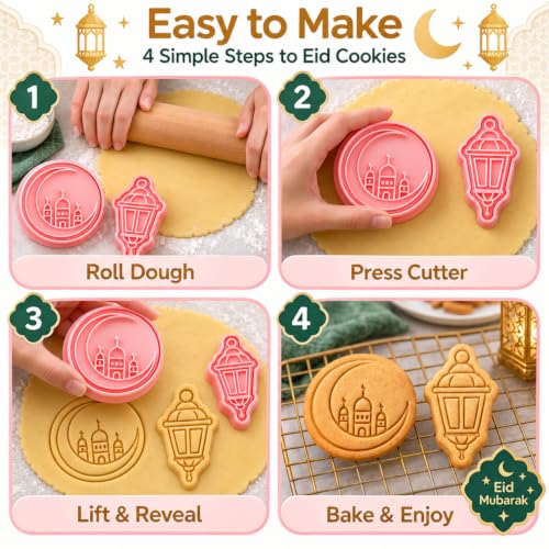 8-Piece 3D Eid Mubarak Cookie Cutter Set