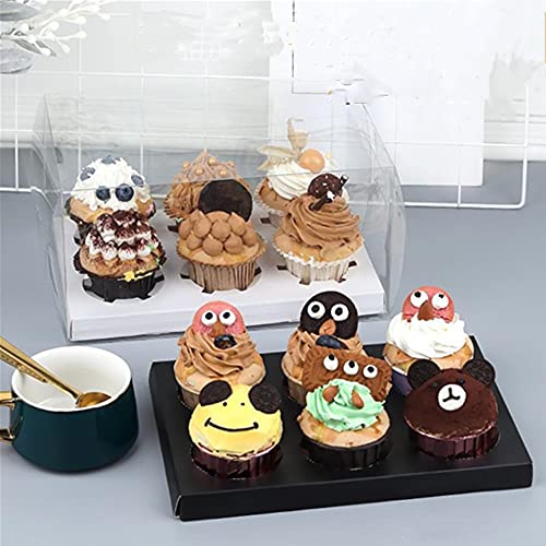 10 Gift Boxes Transparent Cake Boxes ，6 Holes Inserts Cupcake & Dessert Boxes | Tall Transparent Cupcake Box | Insert in White,orBlack | Fits Muffin & Cupcakes Cases（9.4"x 6.7" x 3.9" ） (white)
