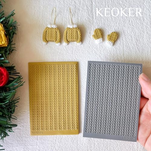 Keoker Polymer Clay Texture Sheet Christmas, Christmas Clay Texture Mat for Making Earrings Jewerly, Christmas Polymer Clay Earrings Tools (Style 3) - color: Style 3