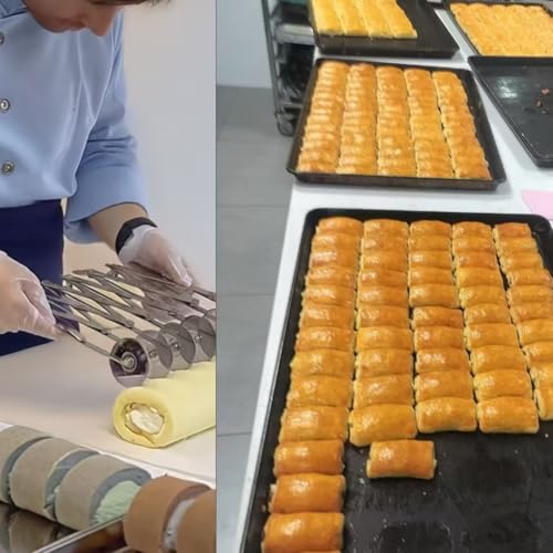 Expandable Multi-wheel Dough Pastry Strips Cutter Lattice Pasta Roller Adjustable Slicer (4 Wheel)