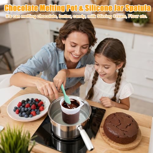Silicone Chocolate Melting Cup Set with 6 Silicone Measuring Cups (250ml & 350ml & 600ml &1000ml) and 4PCS Heat-Resistant Jar Spatulas, Non-Stick Baking Tools for DIY Chocolate, Butter & Cream Mixing - size: Jar Spatulas*4 +250ml*2+350ml*2+600ml+1L