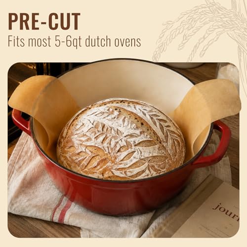 BlissBoard Disposable Parchment Bread Sling for Dutch Oven 50 Pcs - color: Unbleached, size: Round