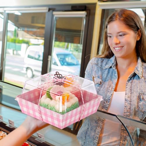 Jetec 150 Charcuterie Boxes with Clear Lids 4" Bakery, Pink White - color: Pink White
