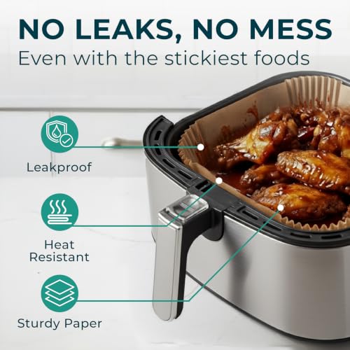 Air Fryer Liners Disposable Small 6.3” Square for 2-5 QT Basket - 128 Pcs - size: 6 inch - Square
