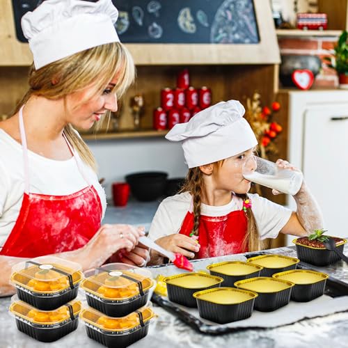 NPLUX 50 Pcs Mini Square Baking Cups with Lids and Spoons Aluminum Foil Mini Cake Pans with Lids Disposable Ramekins Cake Pans Dessert Cups for Wedding Birthday Party(Black Gold,10oz) (Pack of 2) - color: Black, size: 10 OZ (Pack of 2)
