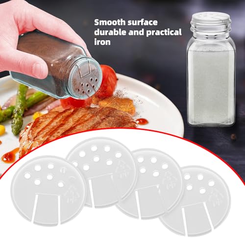 10Pcs Plastic Adapters for 4oz Glass Spice Jars,White Spice Caps -Special 2-in-1 shaker lid for jars Pour and Shake style with seal (10)