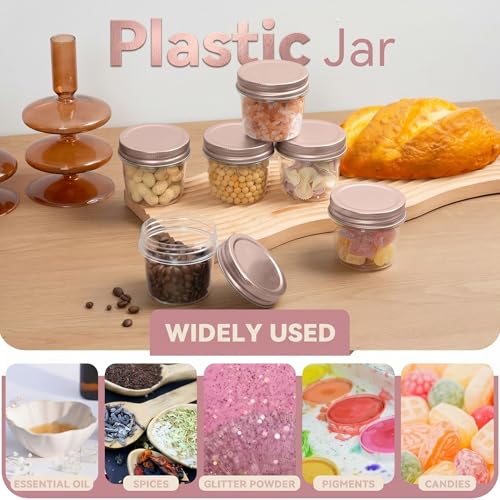 novelinks 4 oz Plastic Small Mason Jars and Small Plastic Jars with Lids - color: Rose Gold, size: 40 Pack 4 Ounce