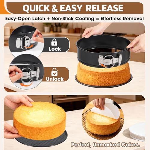 MASSUGAR 4 7 9 Inch Springform Pan Cheesecake Pan with Silicone Protector - size: 4-7-9 + 9.1 Inches