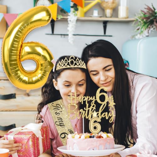 YeohJoy Gold 6th Birthday Decorations for Girls - style: 6th