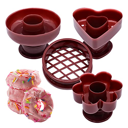 4 Pack Donut Maker Cutter, Creative Reusable Non-stick Doughnut Molds, Fondant Cake Bread Dessert Bakery Mould, Biscuit Stamp Mould, Home Kitchen DIY Baking Tool