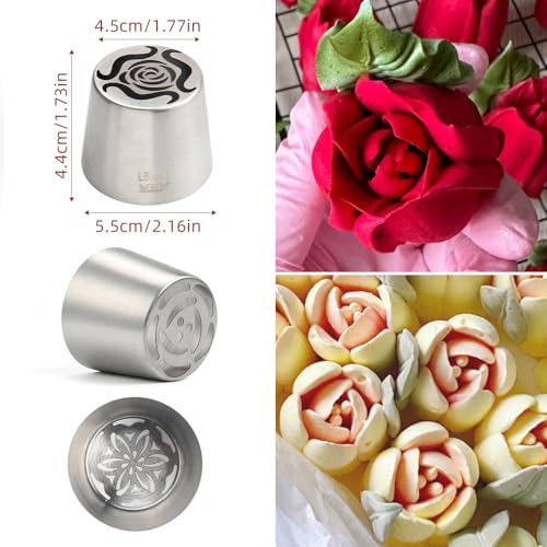 6 Pieces Extra Large Stainless Steel Marshmallow Flower Icing Tips Kit - color: SILVER SET18