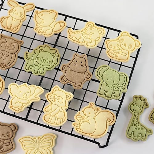 Woodland Animal Cookie Cutters 8 Pcs Deer Fox Squirrel Owl Cookie Molds - color: Animal B