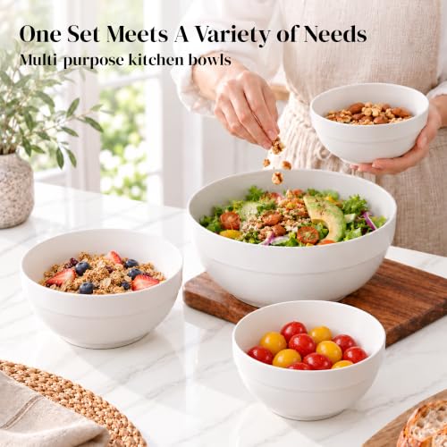 DOWAN Serving Bowls, Nesting Mixing Bowl Set (64/42/28/12 OZ) - size: 64/42/22/12 OZ