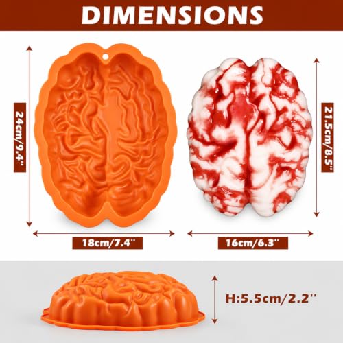 Webake Brain Jello Mold Silicone Brain Gelatin Cake Molds 9 Inch Breakable Brain Chocolate Mold for Halloween Baking - style: Brain