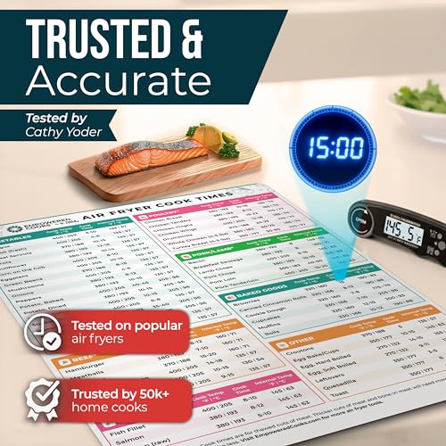 Air Fryer Cheat Sheet Set, AirFryer Cooking Guide Cook Time Chart - White - color: White