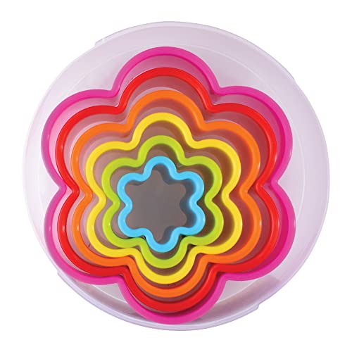R&M Scalloped Plastic Biscuit & Cookie Cutters 6-Piece Set - Multicolor Nesting Fluted Cutters 1.125" to 3.625" for Baking, Sandwiches & Fondant - style: Scallop