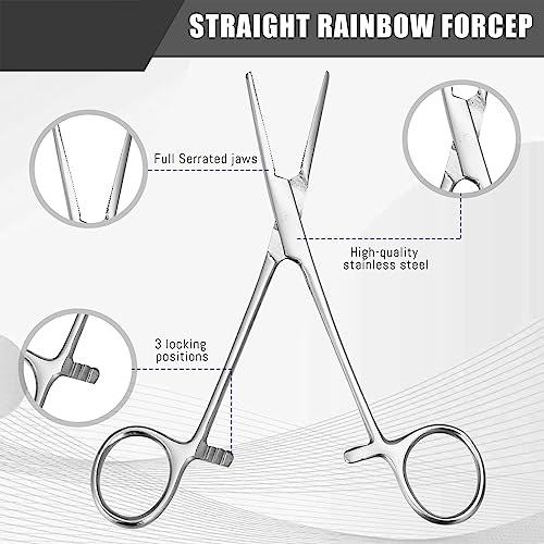 BBTO 2 Pcs Hemostat Forceps Curved Straight, Piercing Pliers,Silver - color: Silver