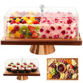 2-in-1 Acacia Wood Rectangular Cake Stand Lid Charcuterie Tray