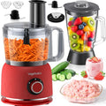Food Processor and Blender Combo, 88 oz Food Chopper - color: Red