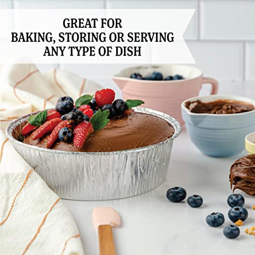 PLASTICPRO 8'' Inch Round Tin Foil Pans Disposable Aluminum, Deep Freezer & Oven Safe - For Baking, Cooking, Storage, Roasting, & Reheating, Pack of 20 - size: 8'' Round