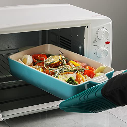 Sweejar Ceramic Bakeware Set, Rectangular Baking Dish for Oven Lasagna Pans for Cooking, Kitchen, Cake Dinner, Banquet and Daily Use, 11.8 x 7.8 x 2.76 Inches of Casserole Dishes (Gradient Blue) - color: Gradient Blue
