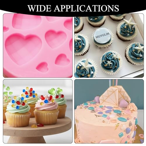 Gems Heart Fondant Molds Silicone, 4 Pakcs Sphere Round Cake Pop Mold for Cupcake Toppers Candy Clay Gem Tools for Birthday Wedding Party - color: 4Packs Gems Silicone Molds