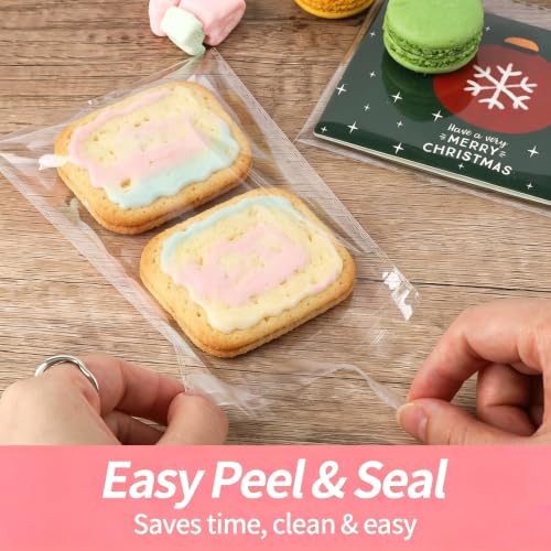 Clear Resealable Cellophane Bags 4 X 5 Inch Self Sealing Cellophane Bags, 200Pcs Cookie Bag with Seal Packaging Treat Bag for Wrapping Bread, Soaps, Candies and Party Favors - size: 4x5 Inch (Pack of 200)