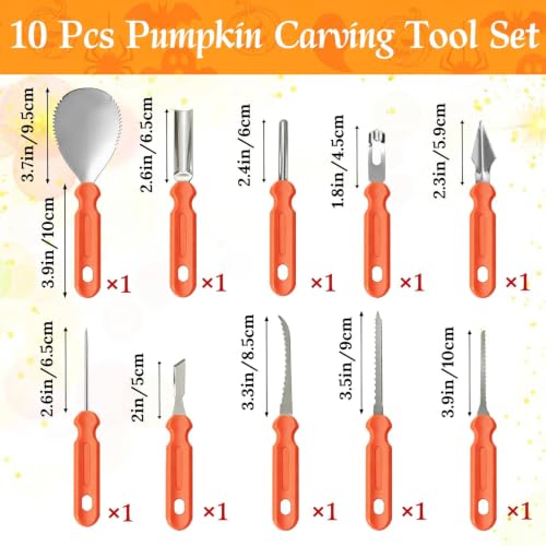Halloween 10 Pcs Pumpkin Face Carving Kit, Professional Tools Knife Bulk - size: For old hand