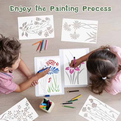Dayker 15PCS Flower Stencils, Wildflower Leaf Painting Stencils - color: Flower