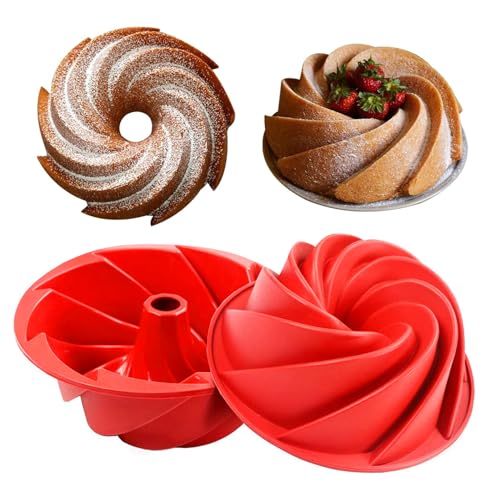 saphe Silicone cake pan, Bakeware Non Stick 10 inch round Cake Pan for making Cake, Jello, Gelatin, Bread, Brownie, Silicone fluted Cake mold - size: 10inch