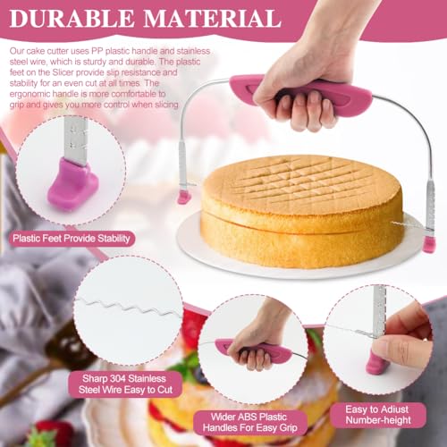Cake Leveler & Slicer, Adjustable Cake Cutter Slicer Leveler - color: Rose Red