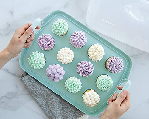 Nordic Ware Cakes and Cupcakes Carrier, Blue - size: 15.9" x 11" x 4.4", style: Cake and Cupcake Carrier