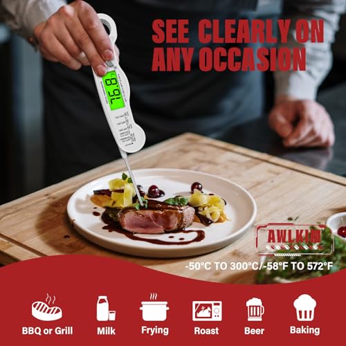 AWLKIM Meat Thermometer Digital, Instant Read Food Thermometer, White - color: 1 Pack White