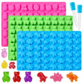Gummy Candy Molds with 2pcs Droppers, Large Silicone Candy Molds 3 Pack - color: B-Fruit+Bear+Dinosaur:3 Pcs, size: Large Gummy Molds