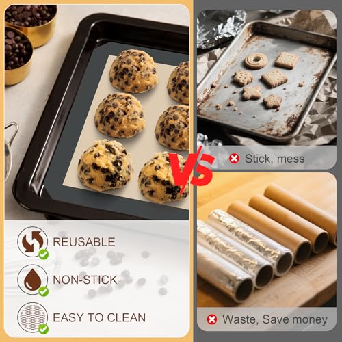 HOTEC Silicone Baking Mats 3 Pack – Thickened Non-Stick Reusable Silicone Baking Sheets for Oven – Cookie & Macaron Mats – 2 Half Sheet + 1 Quarter Sheet – BPA-Free, Dishwasher Safe - color: 3pcs: Grey 0.7MM