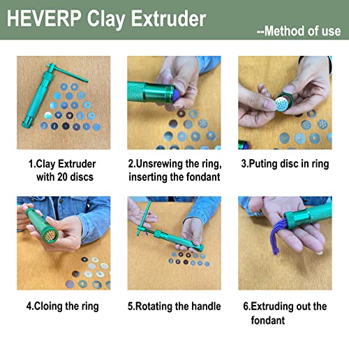 HEVERP Stainless Steel Clay Extruders Sugar Paste Extruder Cake Fondant Decorating Tool Set (Green) - color: Green