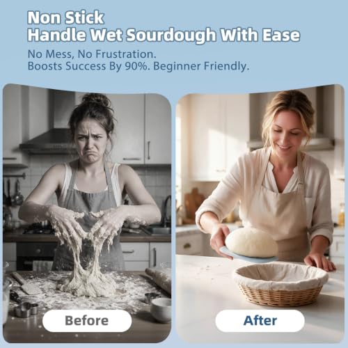 Flexible Dough Scraper with Metal Core: Silicone Bowl Scraper Bread Baking - color: Blue & Beige