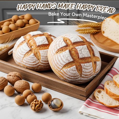 Kikcoin 9" & 10" & 10" Banneton Bread Proofing Basket Set, Round & Oval Banneton Basket for Sourdough Baking, Baking Supplies with Linen Liner, Bread Lame & Dough Scraper, Sourdough Proofing Tools - size: 9" Round & 10" Round & 10" Oval