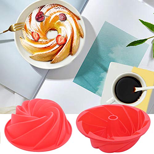 3 Pcs Silicone Cake Bread Baking Molds - Large Swirl, Castle, and Double Flower Shapes for Birthday Party DIY
